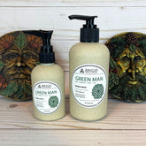 green man lotion collection two four and eight ounce 2oz 4oz and 8oz body lotion eco friendly wheat straw packaging hand made in washington state perfect gift for irish celtic fan scottish catholic christian pagan traditions european neolithic spirituality by brigid trading company llc