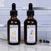 face oil duo by brigid trading company featuring day face oil and night face oil for dry combination and sensitive skin types all natural blend of sweet almond jojoba and sunflower oils with meadowfoam seed oil for repair refresh simple face oil hand made by brigid trading company llc made in usa sustainable ingredients english lavender infused