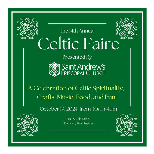 celtic faire flyer by brigid trading company llc saint andrews episcopal church event crafts vendors food celtic spirituality festival tacoma