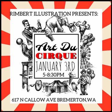 rimbert illustration poster rewind group art show in bremerton washington kitsap county vending event