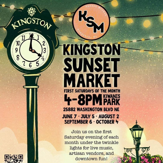 sunset market kingston washington 2025 poster saturdays first kiwanis park kingston nights market