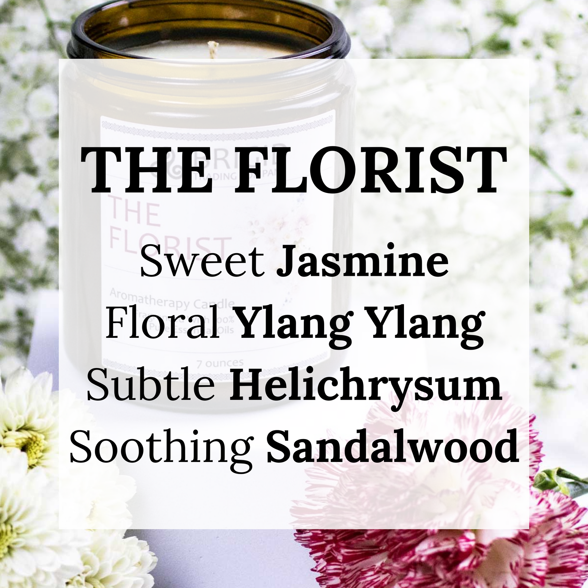 the florist gift set collection three products in the foreground hand lotion aromatherapy soy wax candle and all natural body lotion set for jasmine ylang ylang by brigid trading company llc kitsap county washington state united states