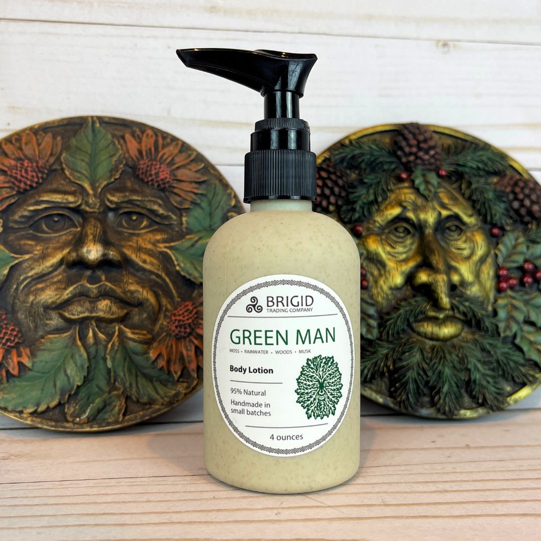 green man lotion collection 4oz four ounce body lotion eco friendly wheat straw packaging hand made in washington state perfect gift for irish celtic fan scottish catholic christian pagan traditions european neolithic spirituality by brigid trading company llc