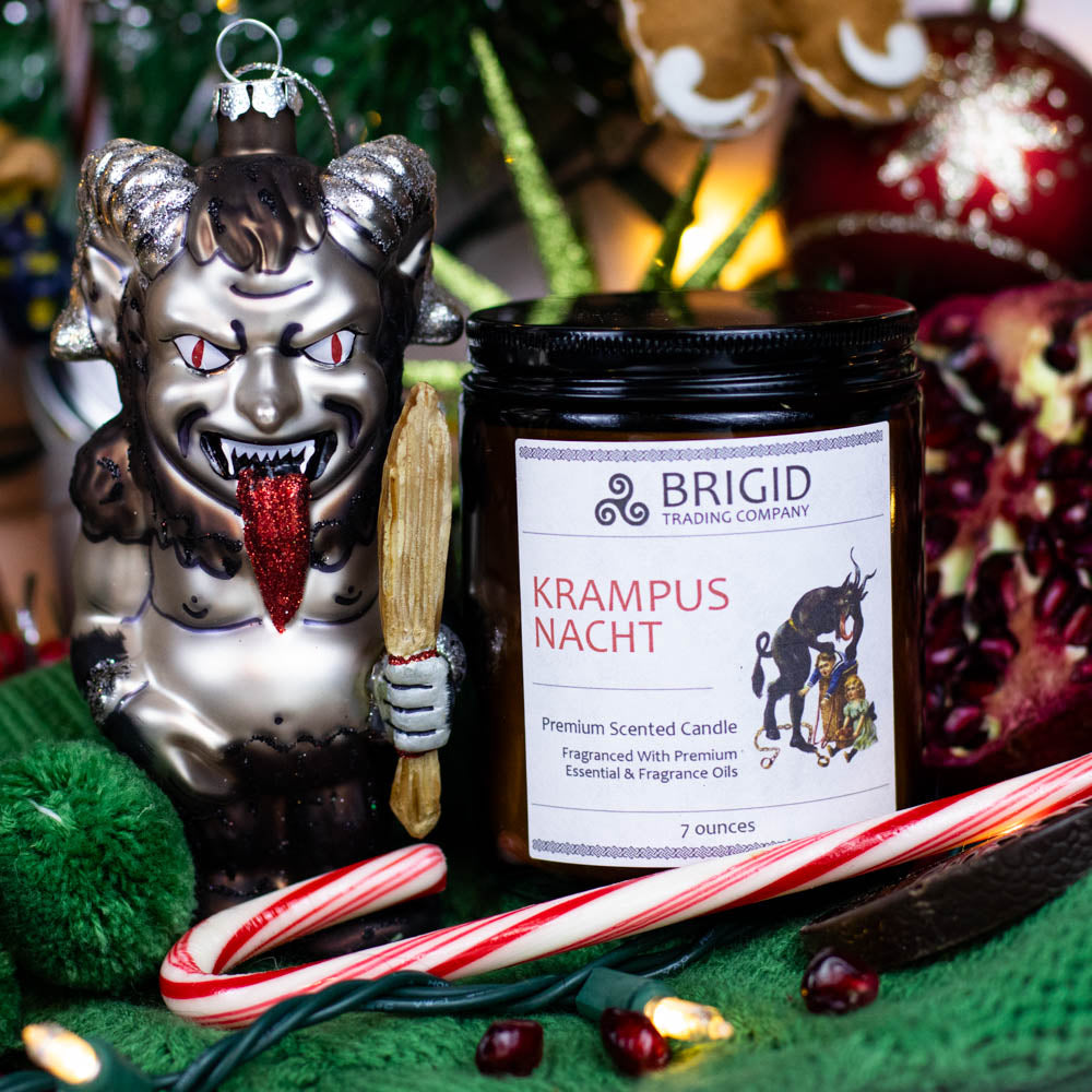 krampus nacht candle by brigid trading company llc premium scented soy wax candle for christmas irish theme but german icon krampus christmas demon candy and smoke hellfire scented candle for the holidays