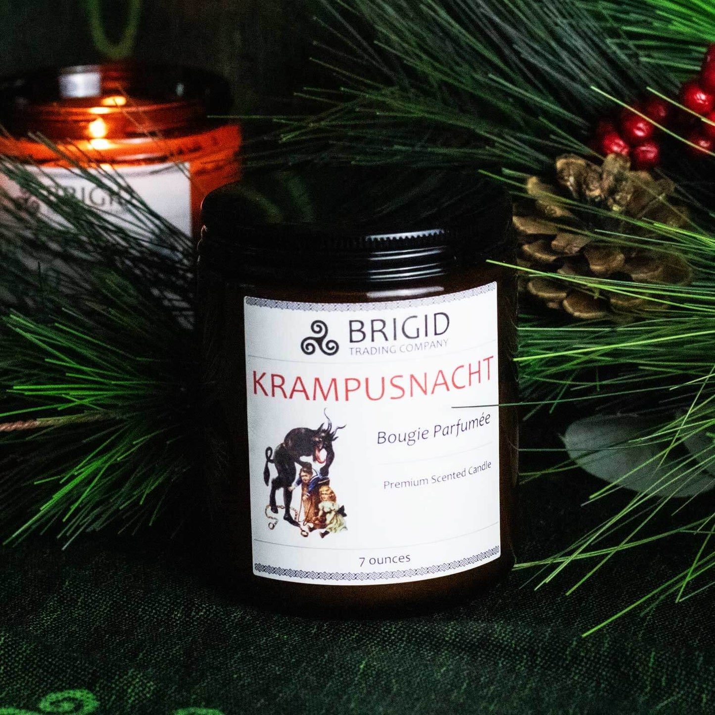 winter candle collection krampusnacht seven ounce candles natural hand made brigid trading company llc lip balm kitsap county washington state