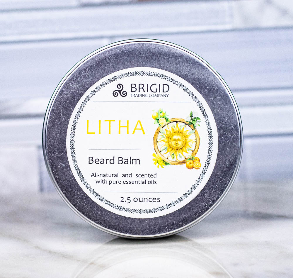 litha beard balm citrus scented aromatherapy grade cheerful beard balm care be happy all natural for shaping grooming of beard and moustache celtic theme body care products