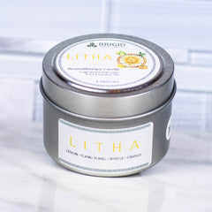 litha candle 3 ounce soy wax candle aromatherapy grade lemon ylang ylang myrtle orange citrus candles brigid trading company llc washington state kitsap county