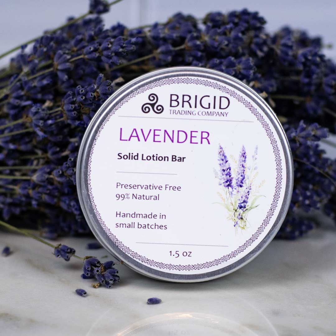 lavender lotion bar 99 percent natural preservative free hand made in small batches rich lavender scent solid lotion bar made in kitsap county washington by brigid trading company llc