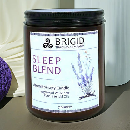 sleep blend premium aromatherapy grade essential oil candle candles by brigid trading company washington state united states ireland seven ounces kitsap therapy therapeutic benefits natural health lavender chamomile vanilla sleepytime