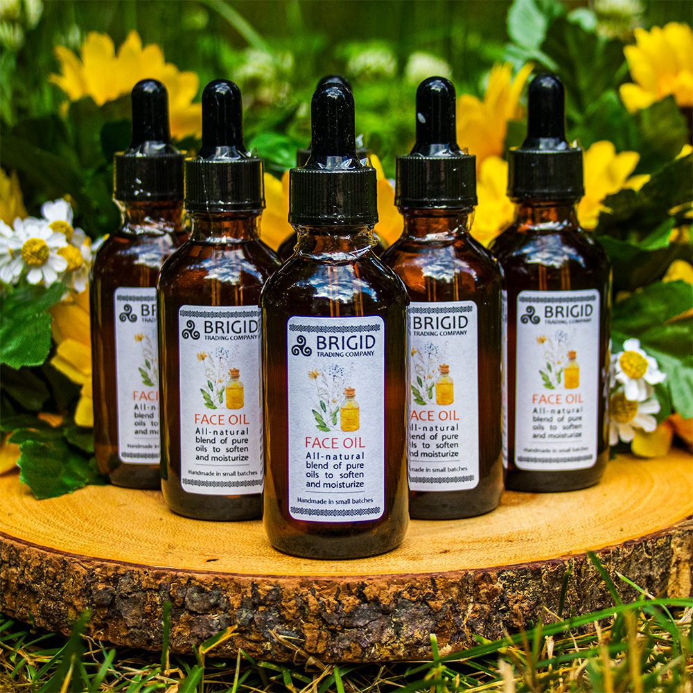 2 ounce all natural face oil by brigid trading company celtic irish jojoba oil sunflower oil sweet almond oil meadowfoam seed oil castor oil all natural skincare facial care small business washington state kitsap county wa